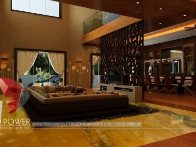 3D Living Room Rendering Interior